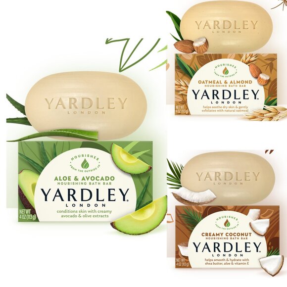 Yardley London Assorted Soaps - Oatmeal, Aloe, Coconut- Pack of 3 - Picture 1 of 1